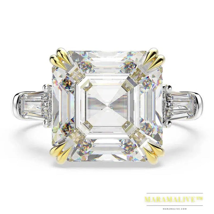 100% 925 Sterling Silver Created Moissanite Citrine Diamonds Gemstone Wedding Engagement Ring Fine Jewelry