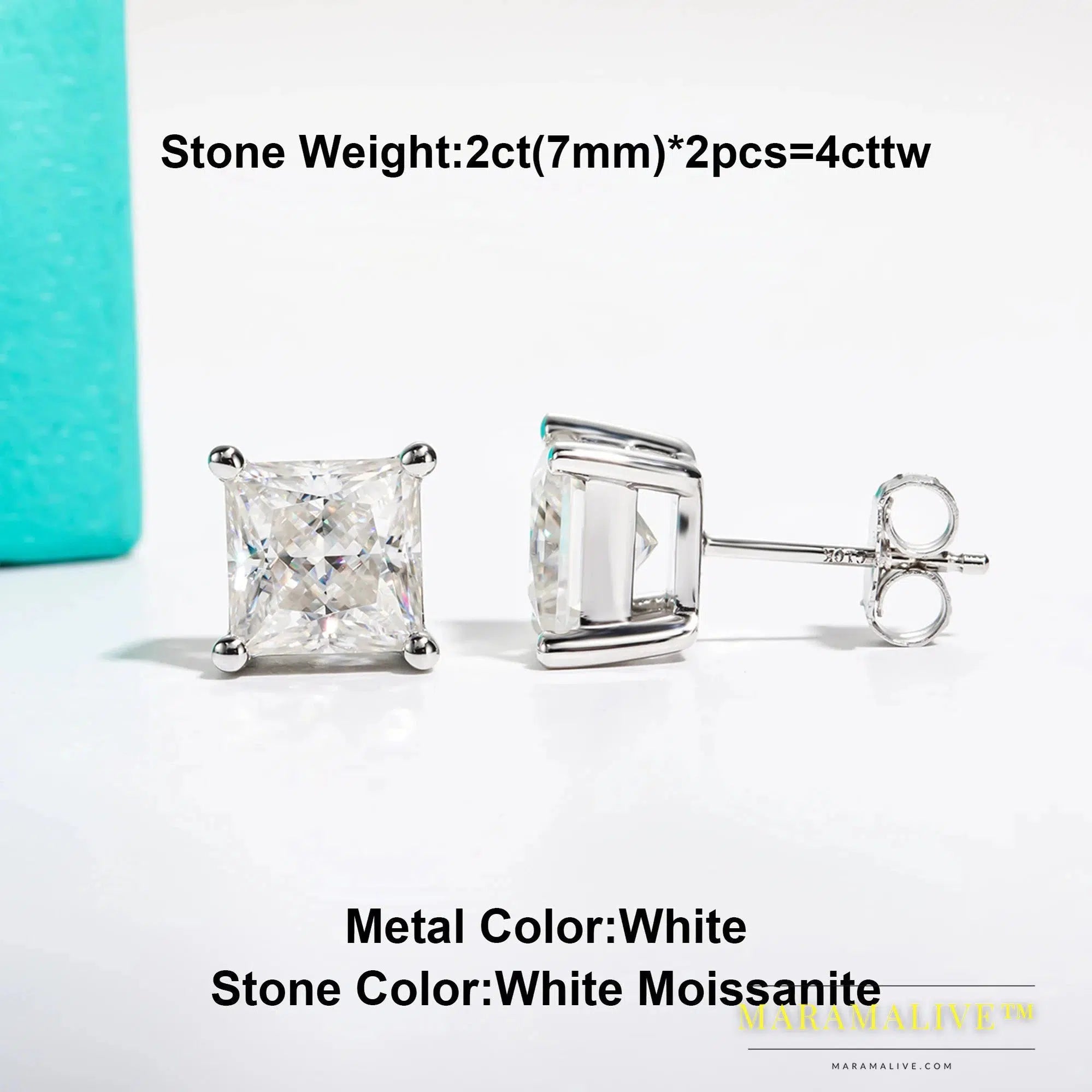 10K Gold Moissanite Stud Earrings For Women | Faux Diamond Studs