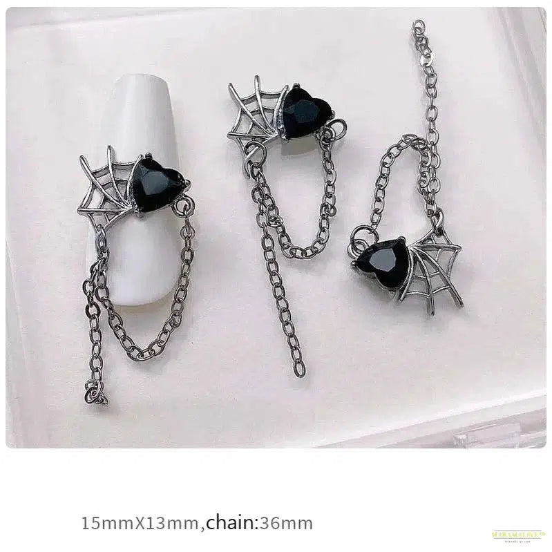 10pcs Dark Gothic Punk Style Nail Art Charms: Alloy Spider Cross & Halloween Ghost Hand - DIY Nail Art Accessories