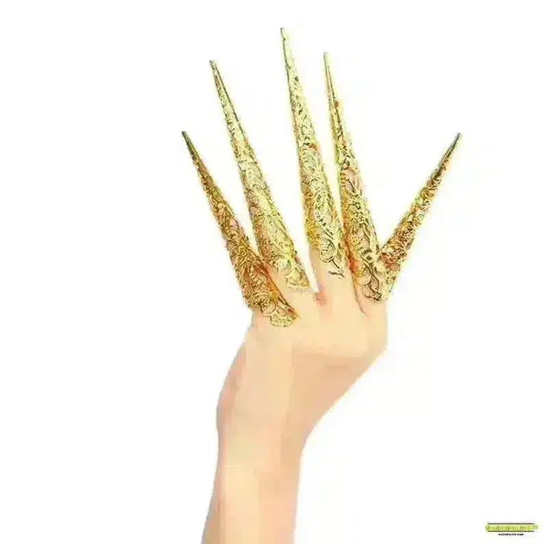 10pcs Gothic Style Halloween Witches Long Fake Nails- Zombie Scary Cosplay Masquerade Props