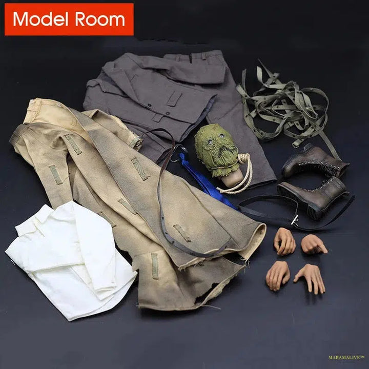 1/6 Gotham Scarecrow Costume Head Sculpt Set Soldier Clothes Model Fit 12'' Male Action Figure Body