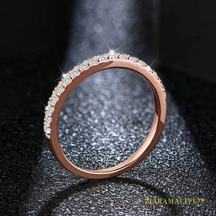 18K Rose Gold Plated Diamond Pass Test Round Excellent Cut Total 0.27 CT Moissanite Ring for Girls Cocktail Jewelry