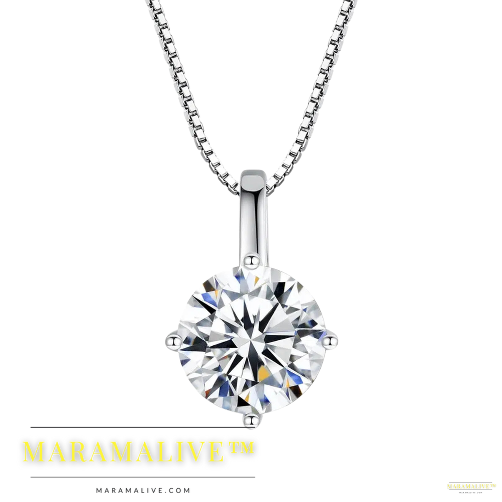 1Ct Moissanite Pendant Necklace Silver Trendy Jewelry