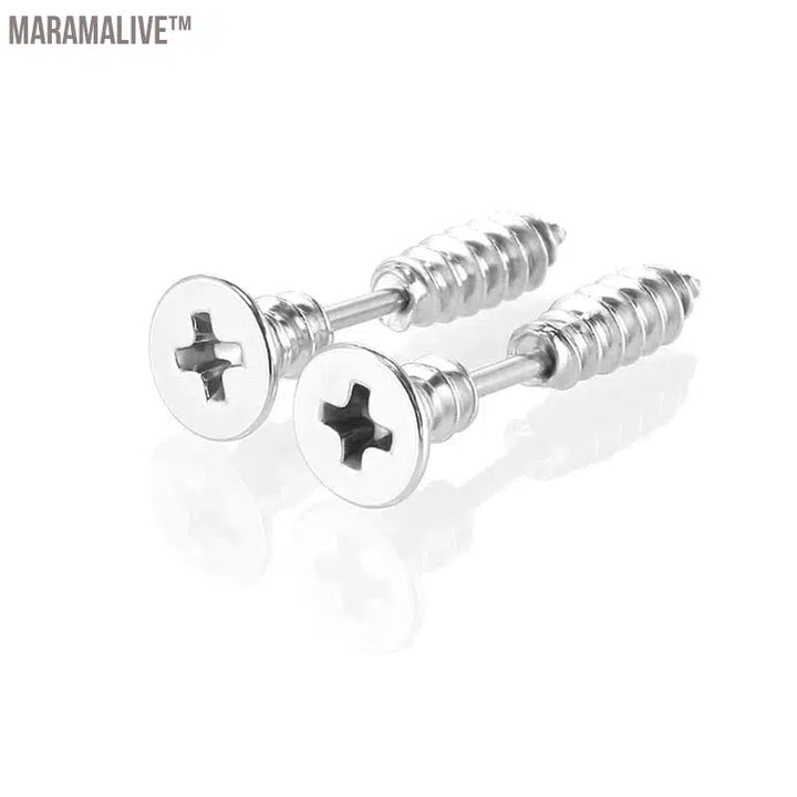 1Pair Punk Fashion Gold Black Colorful Stainless Steel Nail Screw Stud Earring for Women Men Helix Ear Body Piercing Jewelry