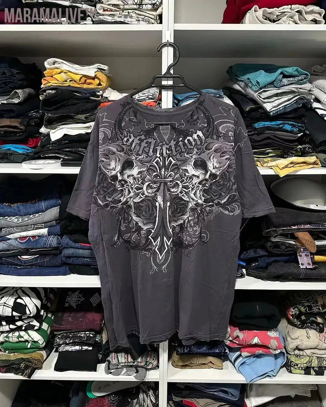 2000s Tshirt New Harajuku Retro Hip Hop Skull Pattern Oversized T shirt Mens Womens Short Sleeved Gothic Clothing Top Streetwear