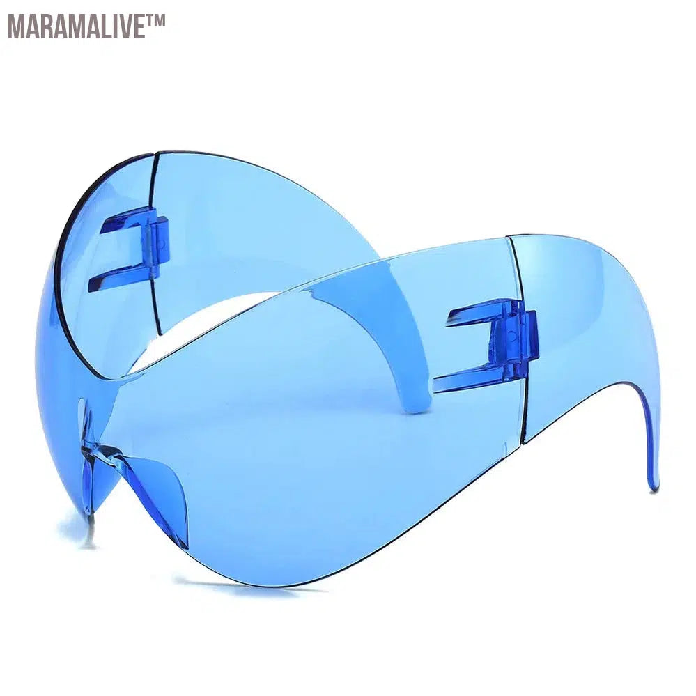 2024 Futuristic Oversized Sunglasses Women Men 2000's Steampunk One Piece Y2K Sun Glasses Men Cat Eye Alien Cycling Eyeglasses