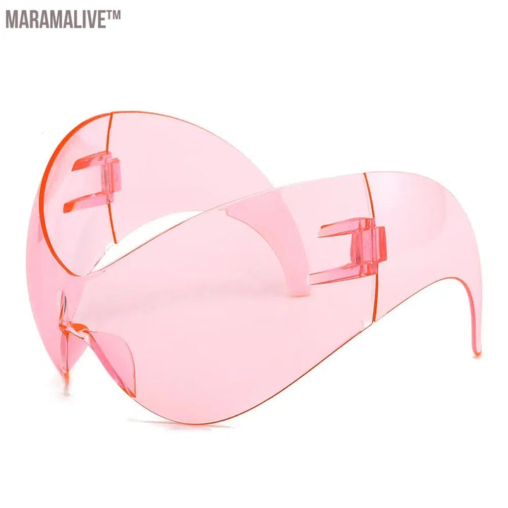 2024 Futuristic Oversized Sunglasses Women Men 2000's Steampunk One Piece Y2K Sun Glasses Men Cat Eye Alien Cycling Eyeglasses