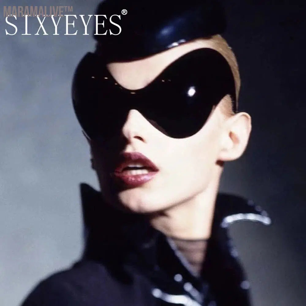 2024 Futuristic Oversized Sunglasses Women Men 2000's Steampunk One Piece Y2K Sun Glasses Men Cat Eye Alien Cycling Eyeglasses