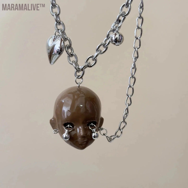 2024 New Doll Necklace Punk Devil Rubber Pendant Punk Y2K Subculture Design Unisex Necklace for Women Men Couple Jewelry