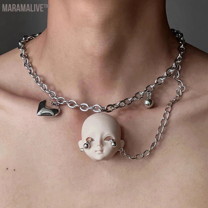 2024 New Doll Necklace Punk Devil Rubber Pendant Punk Y2K Subculture Design Unisex Necklace for Women Men Couple Jewelry