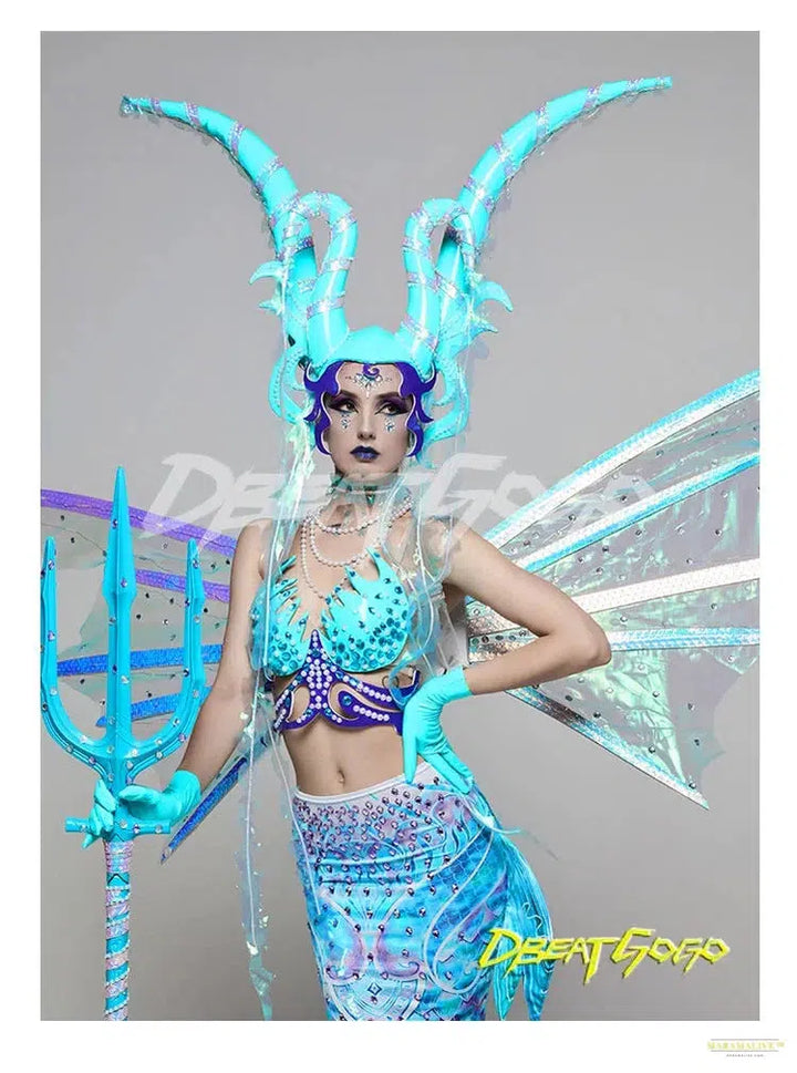 2024 New Ocean Party Mermaid Nightclub Bar Gogo Fashion LED Illumination Opening Clothing Sexy Performance Clothing