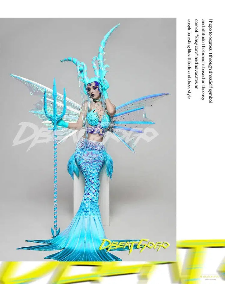 2024 New Ocean Party Mermaid Nightclub Bar Gogo Fashion LED Illumination Opening Clothing Sexy Performance Clothing