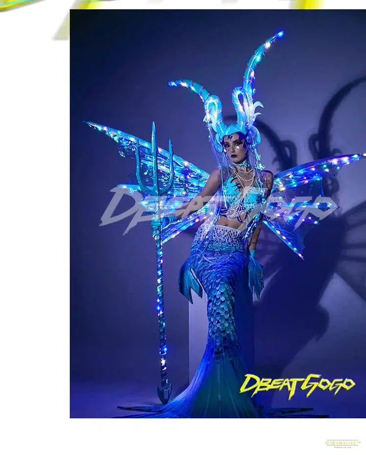 2024 New Ocean Party Mermaid Nightclub Bar Gogo Fashion LED Illumination Opening Clothing Sexy Performance Clothing