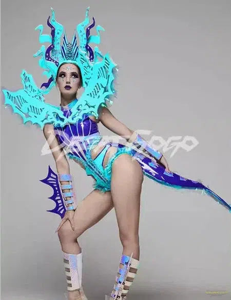 2024 New Ocean Party Mermaid Nightclub Bar Gogo Fashion LED Illumination Opening Clothing Sexy Performance Clothing