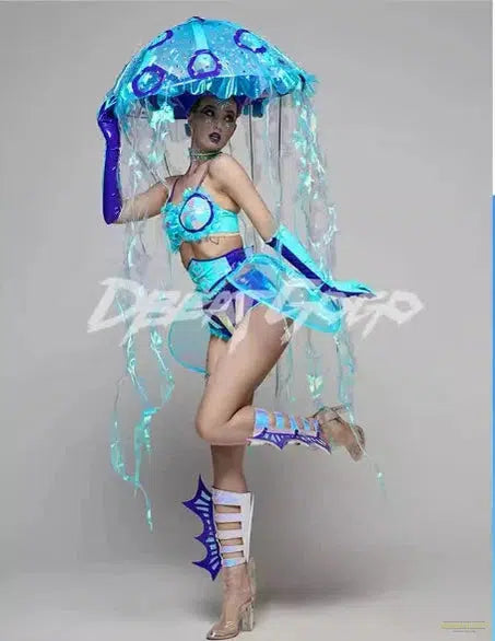 2024 New Ocean Party Mermaid Nightclub Bar Gogo Fashion LED Illumination Opening Clothing Sexy Performance Clothing