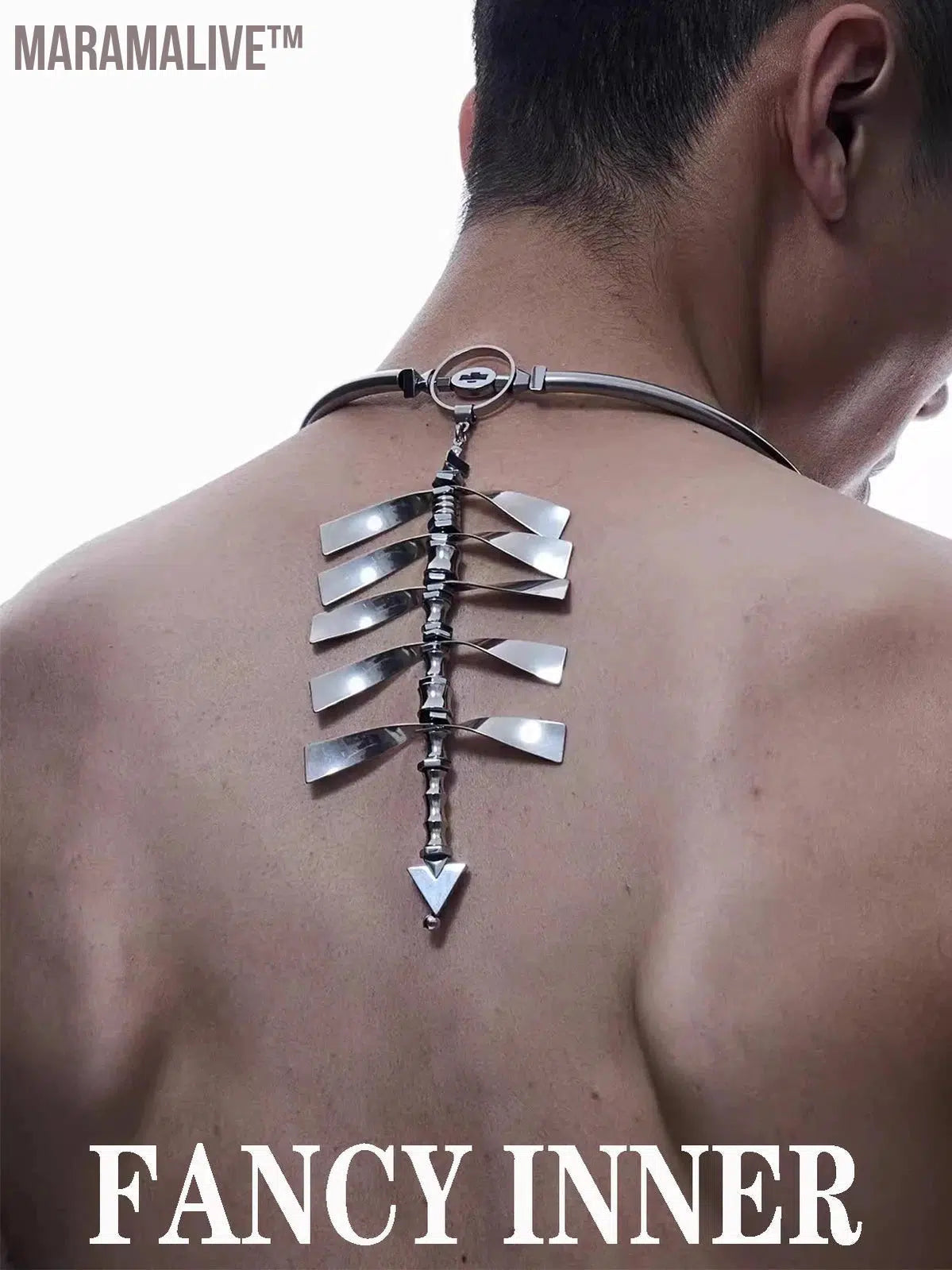 2024 New Punk Necklace Skeleton Centipede Titanium Steel Cool Unisex Cyberpunk Choker for Women Men Jewelry Couple