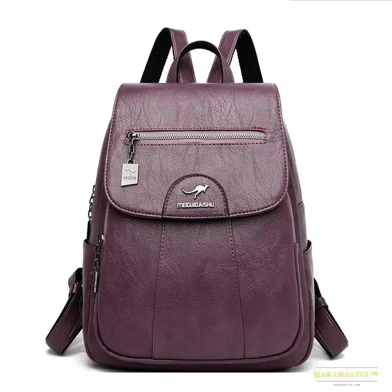 2024 Women's High-Quality Leather Backpack - Retro Vintage Ladies Travel & School Bag