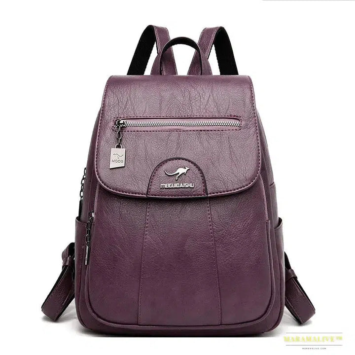 2024 Women's High-Quality Leather Backpack - Retro Vintage Ladies Travel & School Bag