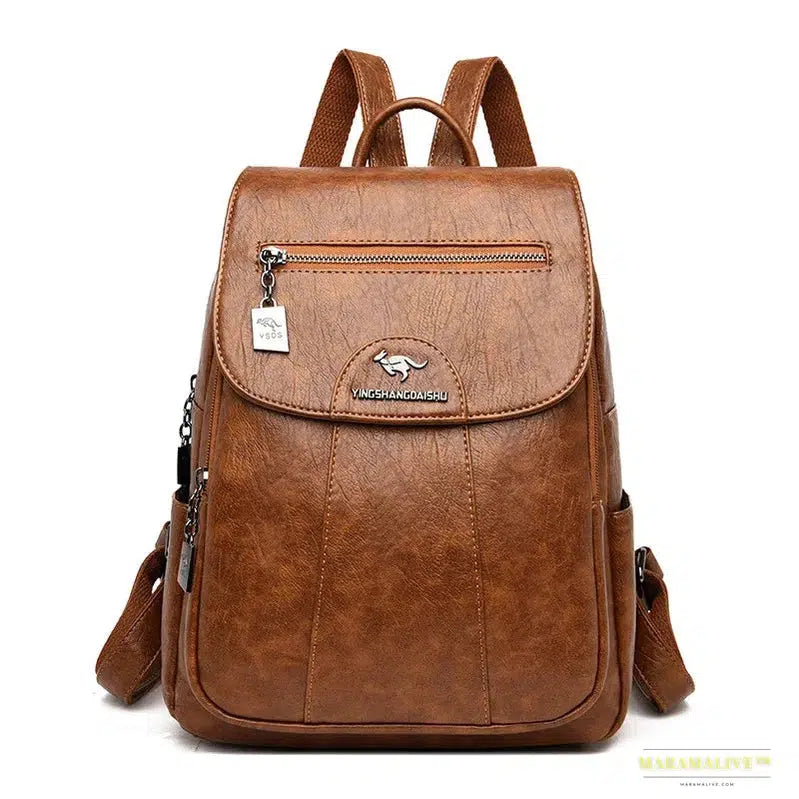 2024 Women's High-Quality Leather Backpack - Retro Vintage Ladies Travel & School Bag