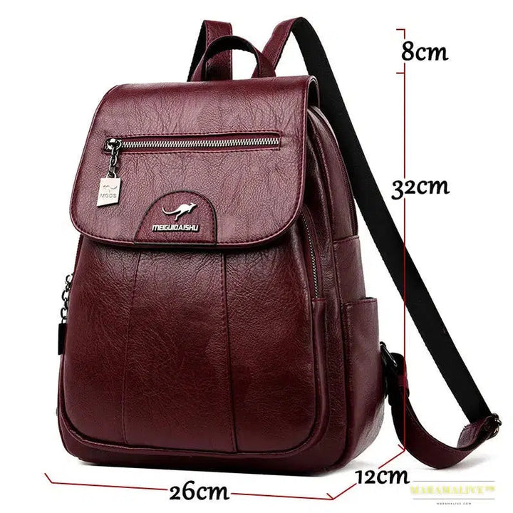 2024 Women's High-Quality Leather Backpack - Retro Vintage Ladies Travel & School Bag