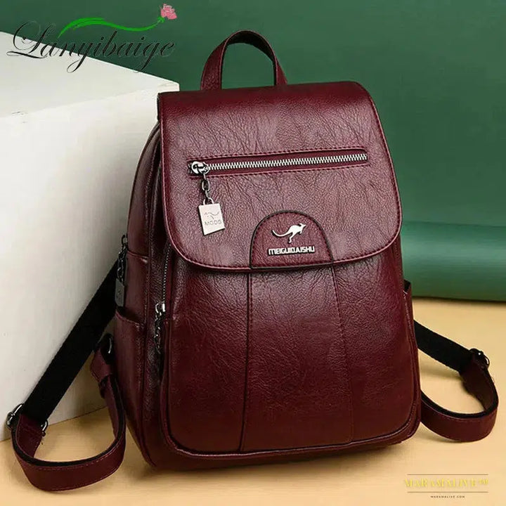 2024 Women's High-Quality Leather Backpack - Retro Vintage Ladies Travel & School Bag