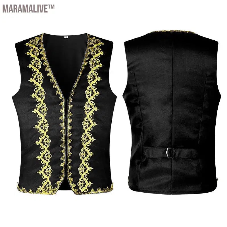 2024 wish Menswear Medieval Waistcoat Gothic Vest Stage Halloween Costume