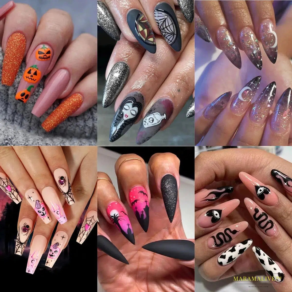 24 Piece Halloween Ghost & Pumpkin Ghoulish Press-On Nail Art Set - A Mysterious Glamour Twist To Your Spooky Costume