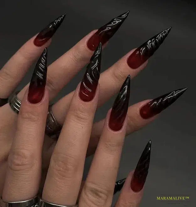 24pcs Halloween 3D False Nails - Mysterious Gothic Fidelity Nail Art