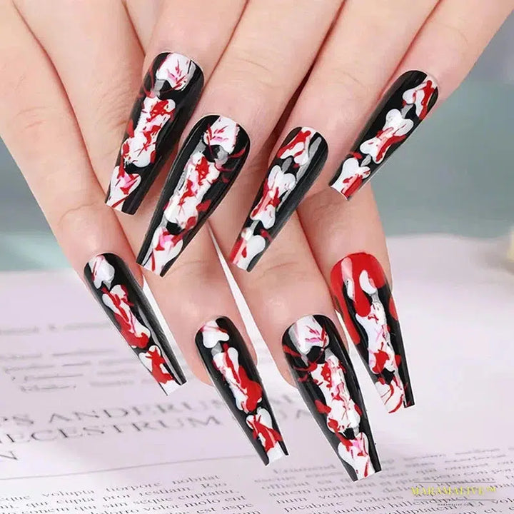 24pcs Halloween 3D False Nails - Mysterious Gothic Fidelity Nail Art