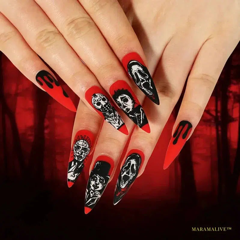 24pcs Halloween 3D False Nails - Mysterious Gothic Fidelity Nail Art