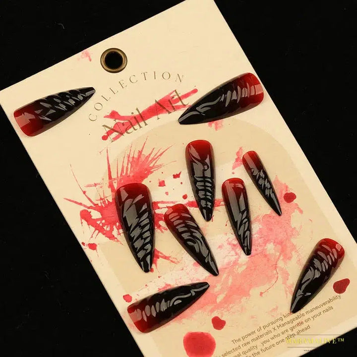 24pcs Halloween 3D False Nails - Mysterious Gothic Fidelity Nail Art