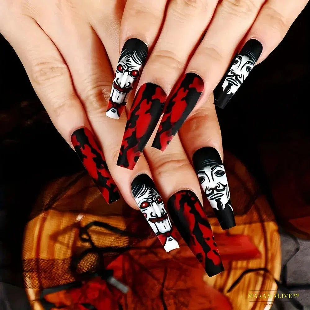 24pcs Halloween 3D False Nails - Mysterious Gothic Fidelity Nail Art