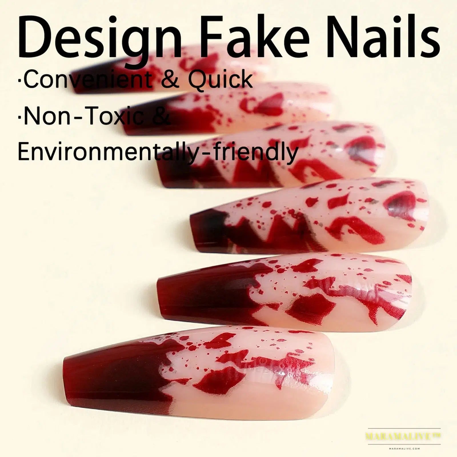 24pcs Halloween Blood Drops Gradient False Nails - Super Long Ballerina-Style Fingernail Manicure Art Decoration