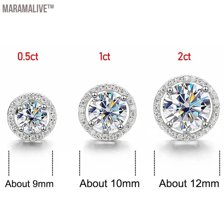 2CT Moissanite Studs Platinum Plated Silver for Women