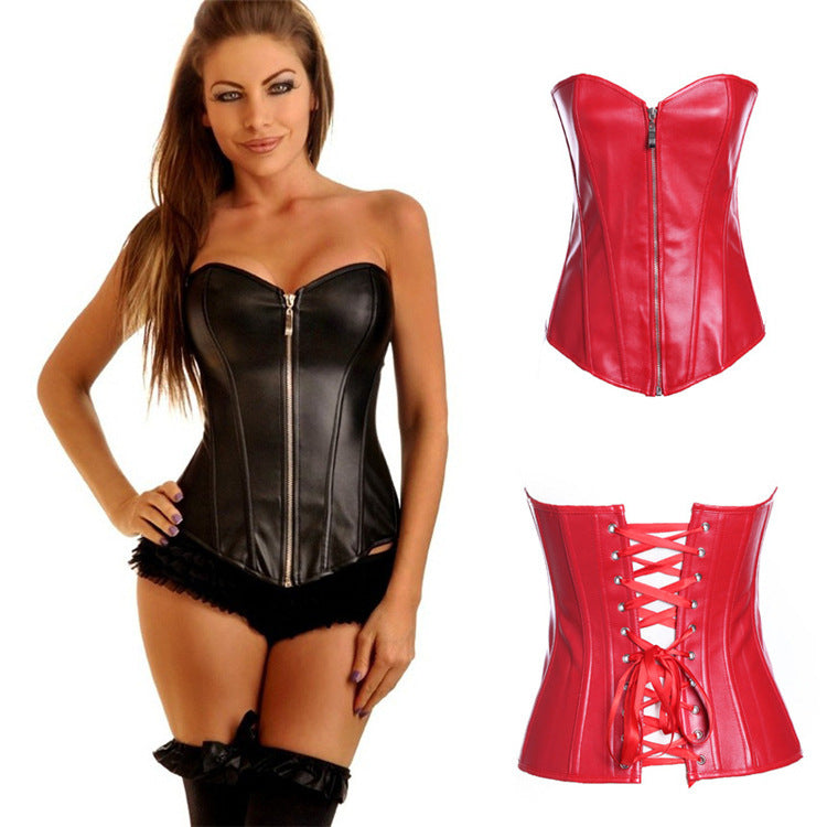 PVC Leather Court Corset Zip Tight Corset Corset - Maramalive™