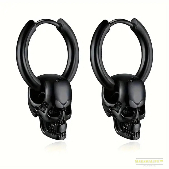 2pcs 316L Stainless Steel Vintage Skull Earrings