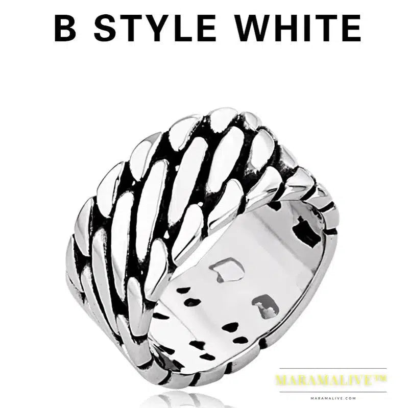 316L Stainless Steel Gothic Personality Chain Ring Man Goth Fashion Men's Accessories