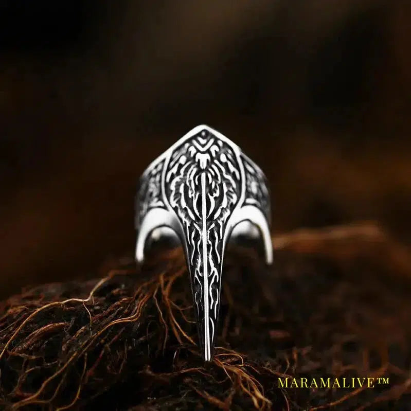 316L Stainless Steel Viking Totem Huge Thor Mjolnir Amulet Scandinavian Skull Crow Ring For Boy Man Jewelry