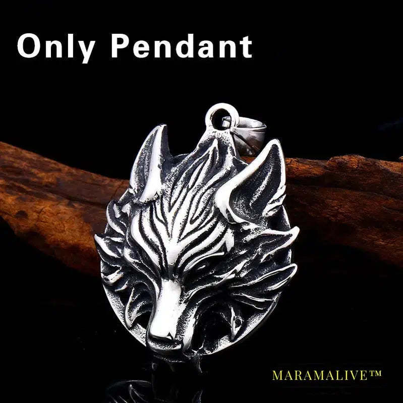 316L stainless steel Viking Wolf Amulet Men's Pendant Necklace Punk Animals Navis High Quality Jewelry