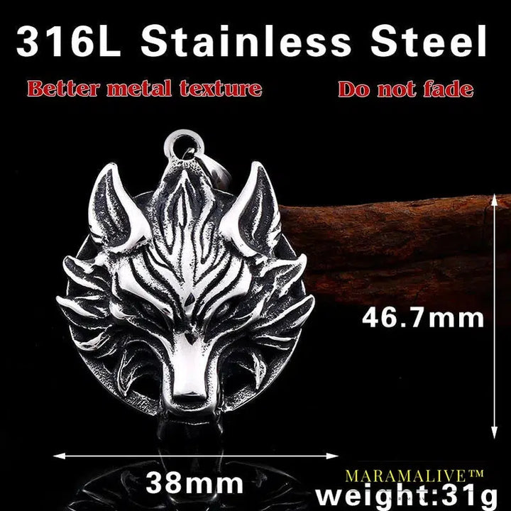 316L stainless steel Viking Wolf Amulet Men's Pendant Necklace Punk Animals Navis High Quality Jewelry