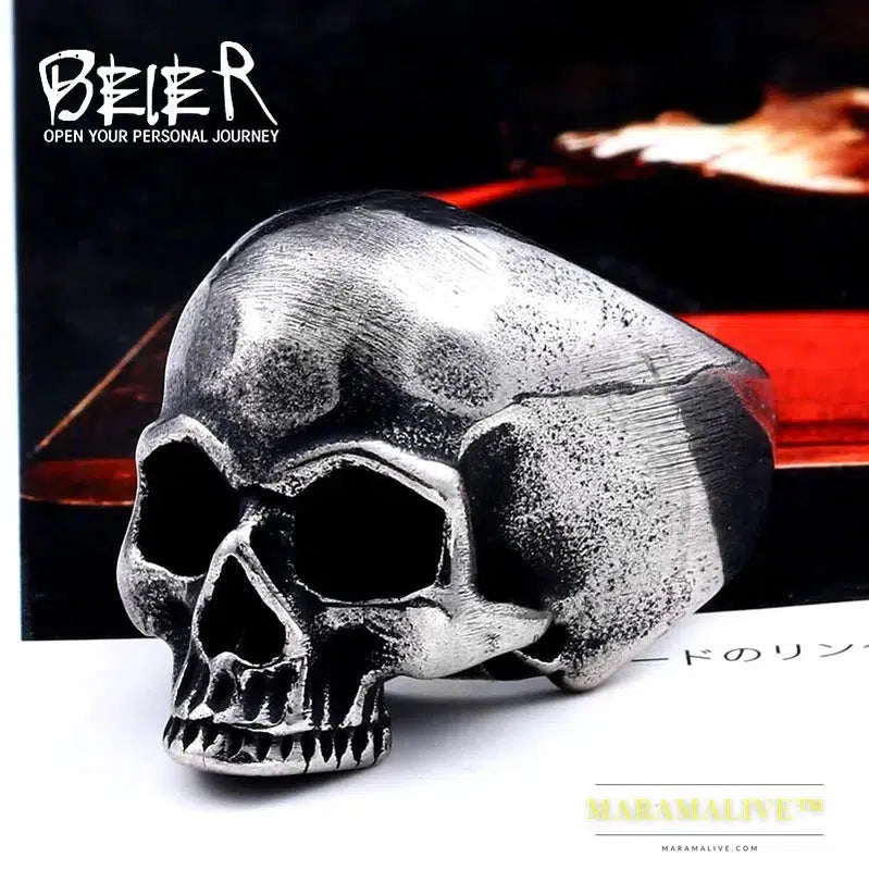 316L stainless steel Vintage skull men's ring punk party rock high quality jewelry gift