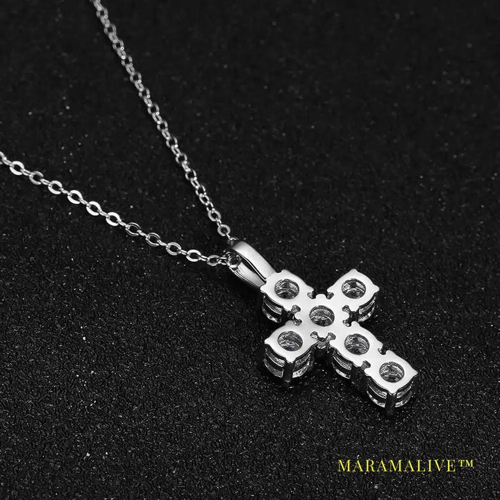 3ct D VVS1 Moissanite Cross Pendant Necklaces for Women Man Sparking Diamond with GRA 100% 925 Sterling Silver Necklace