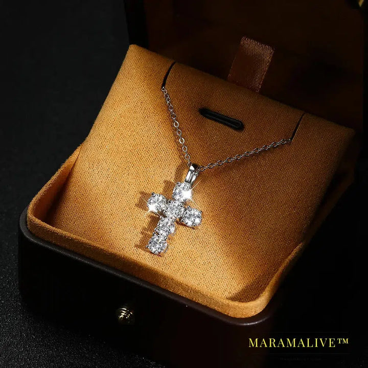 3ct D VVS1 Moissanite Cross Pendant Necklaces for Women Man Sparking Diamond with GRA 100% 925 Sterling Silver Necklace