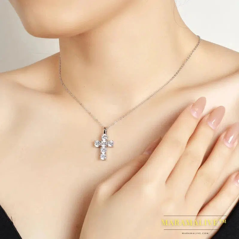 3ct D VVS1 Moissanite Cross Pendant Necklaces for Women Man Sparking Diamond with GRA 100% 925 Sterling Silver Necklace