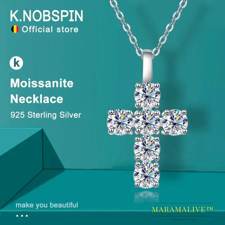 3ct D VVS1 Moissanite Cross Pendant Necklaces for Women Man Sparking Diamond with GRA 100% 925 Sterling Silver Necklace