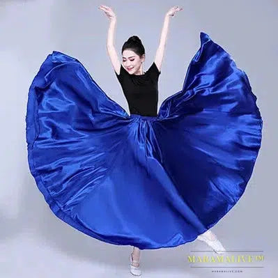 720 Degree Satin Skirt Belly Dance Costume Women Gypsy Long Skirts Dancer Practice Wear 12 Colors 105cm 110cm Dance Skirt 115cm