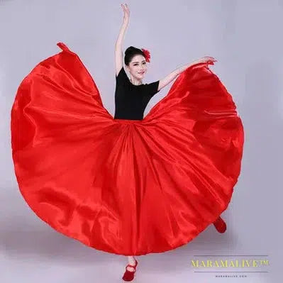 720 Degree Satin Skirt Belly Dance Costume Women Gypsy Long Skirts Dancer Practice Wear 12 Colors 105cm 110cm Dance Skirt 115cm