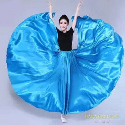 720 Degree Satin Skirt Belly Dance Costume Women Gypsy Long Skirts Dancer Practice Wear 12 Colors 105cm 110cm Dance Skirt 115cm