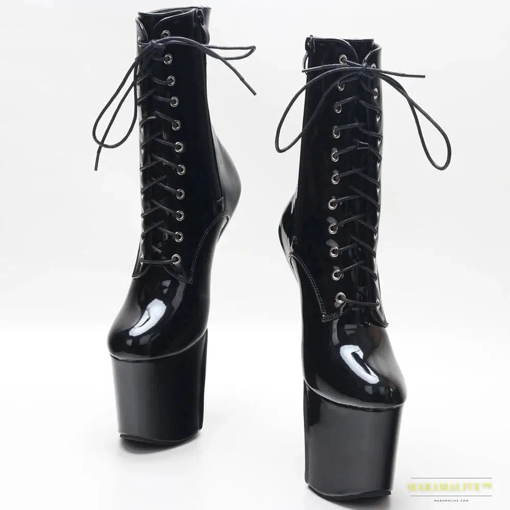 8-Inch High Heelless Pole Dance Platform Boots - Sizzling Exotic Design