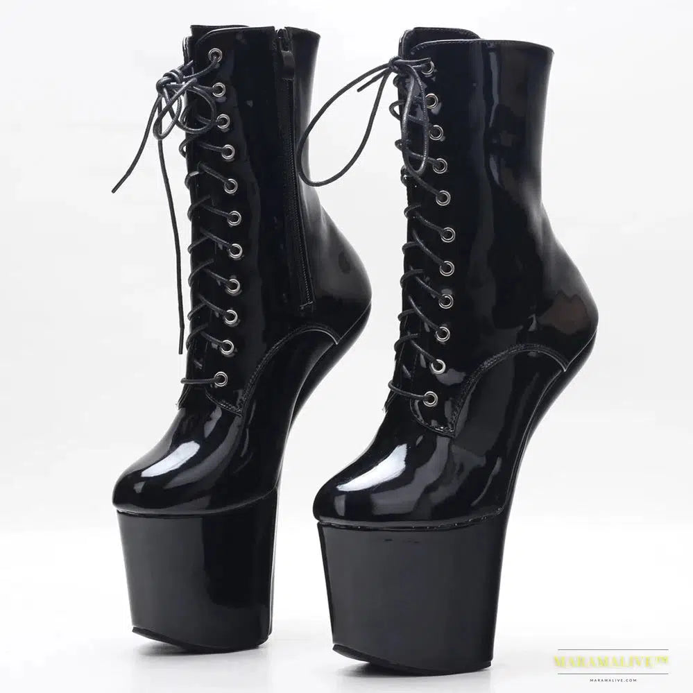 8-Inch High Heelless Pole Dance Platform Boots - Sizzling Exotic Design